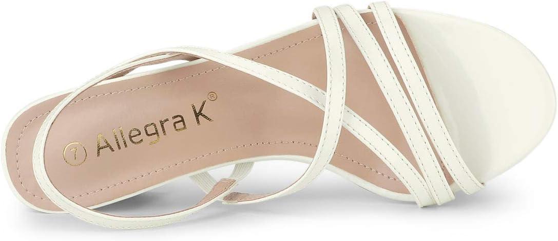 imageAllegra K Womens Strappy Slingback Chunky Heels Slide SandalsWhite