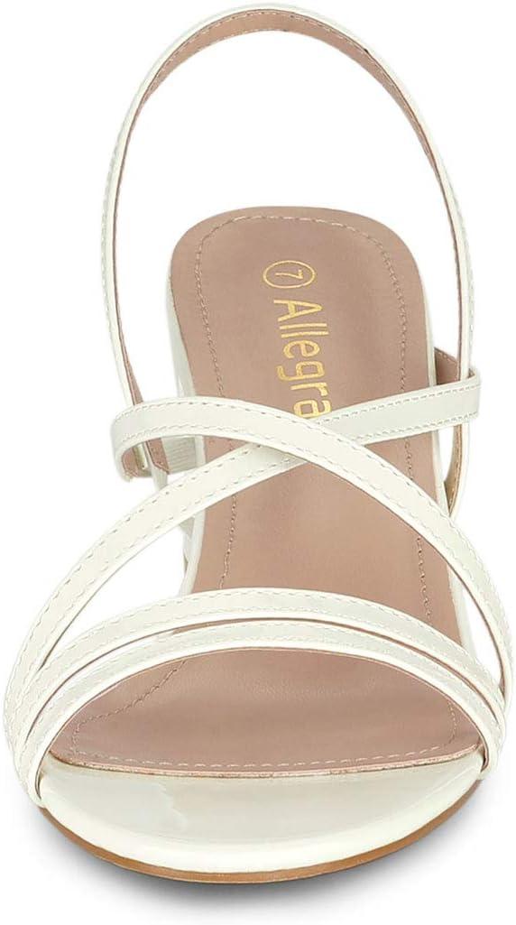 imageAllegra K Womens Strappy Slingback Chunky Heels Slide SandalsWhite