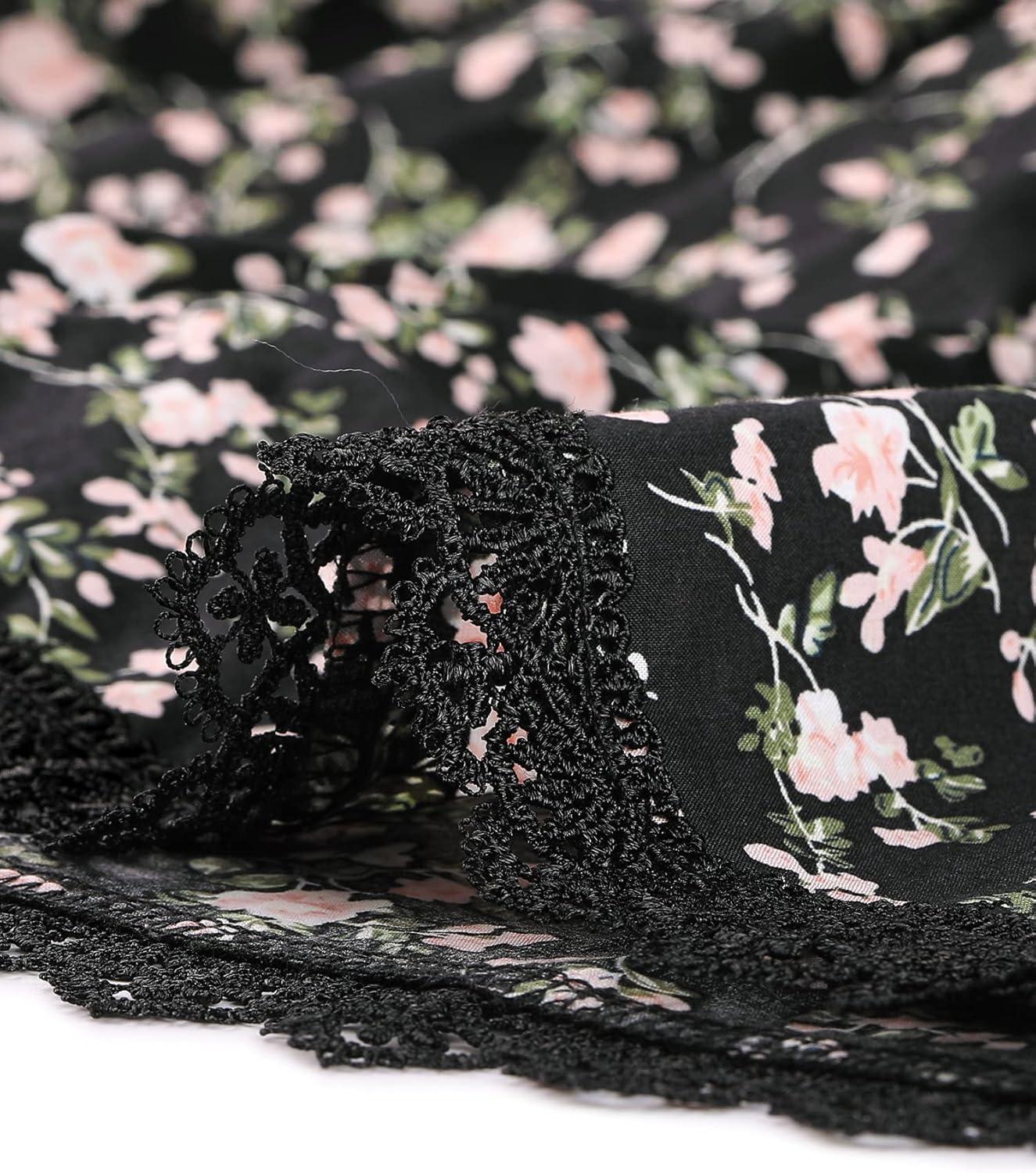 imageAllegra K Womens Summer Shorts Floral Printed Lace Trim Elastic Waist Beach ShortsBlackpinkflower