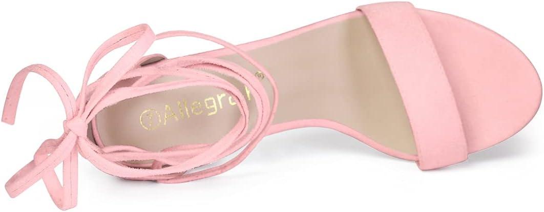 imageAllegra K Womens Tie Up Strappy Heels Chunky High Heels SandalLight Pink