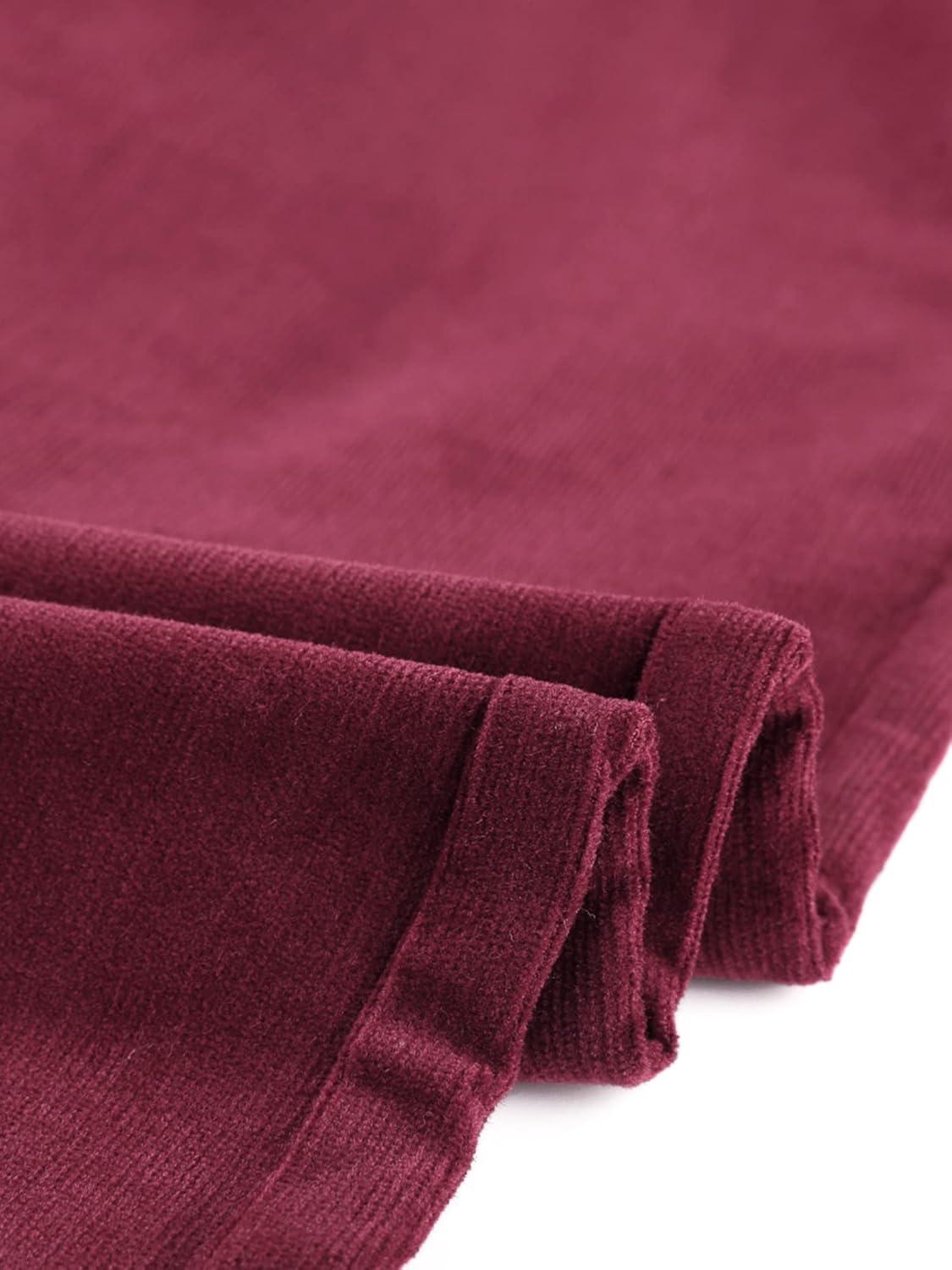 imageAllegra K Womens Vintage Flare Trousers High Waist Long Bell Bottom Corduroy Pants Medium Burgundy