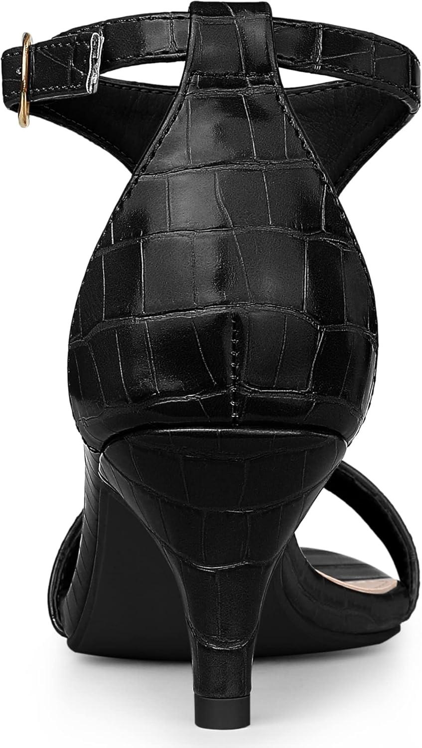 imageAllegra K Womens t Strap Embossed Kitten Heel SandalsBlack