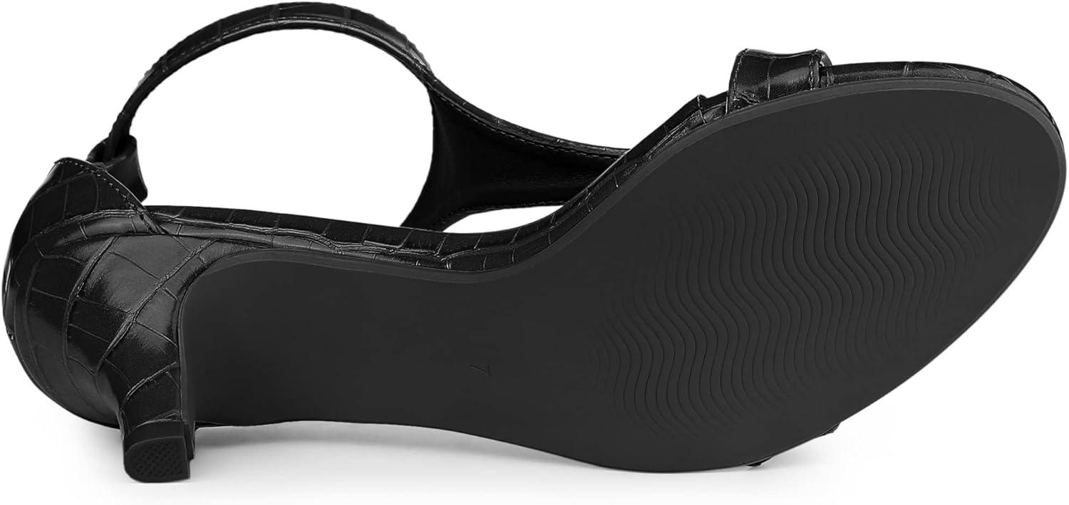 imageAllegra K Womens t Strap Embossed Kitten Heel SandalsBlack