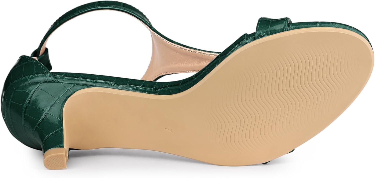 imageAllegra K Womens t Strap Embossed Kitten Heel SandalsDark Green
