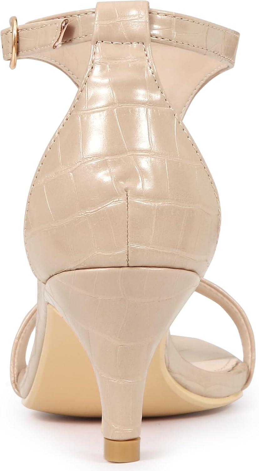 imageAllegra K Womens t Strap Embossed Kitten Heel SandalsNude