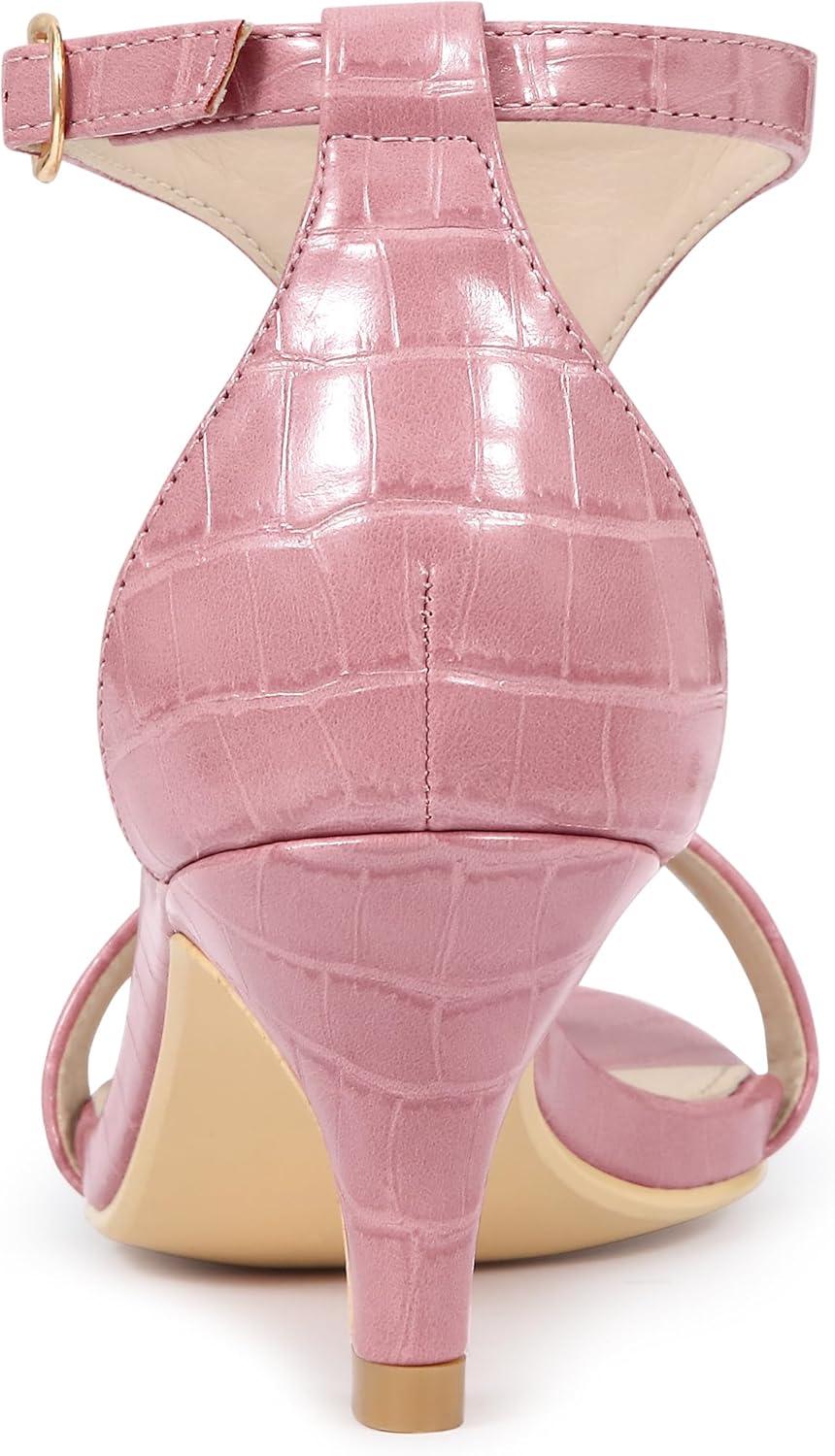 imageAllegra K Womens t Strap Embossed Kitten Heel SandalsPink