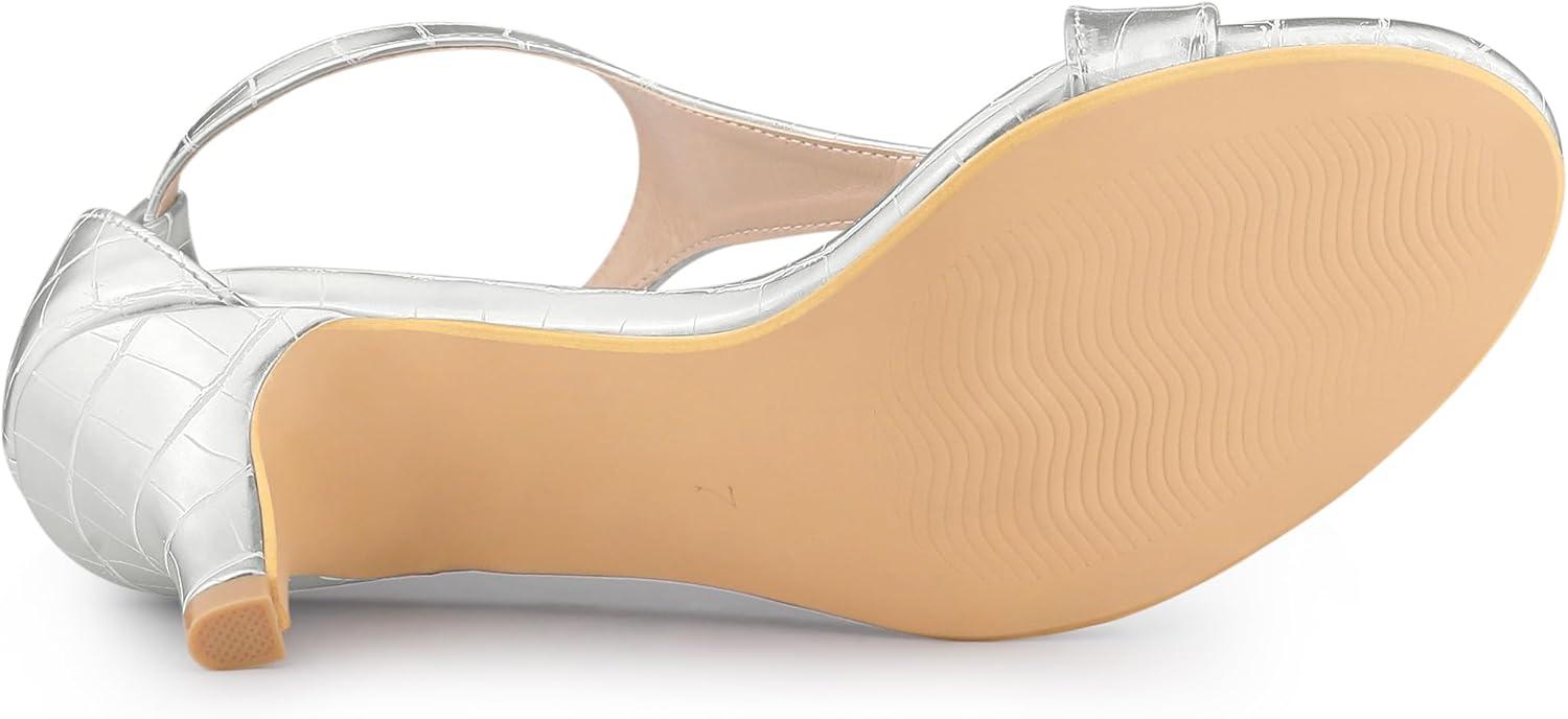imageAllegra K Womens t Strap Embossed Kitten Heel SandalsSilver