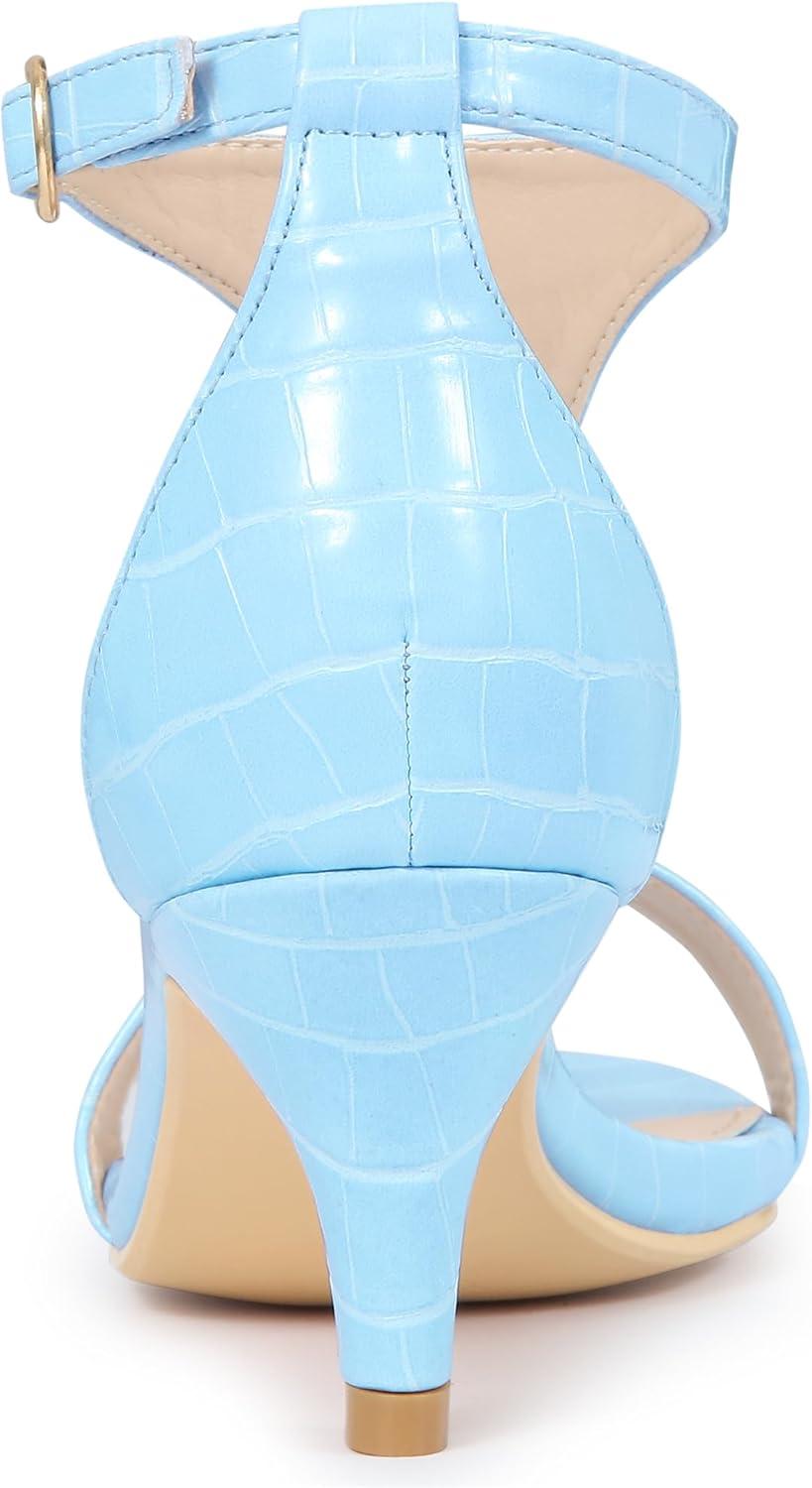 imageAllegra K Womens t Strap Embossed Kitten Heel SandalsSky Blue