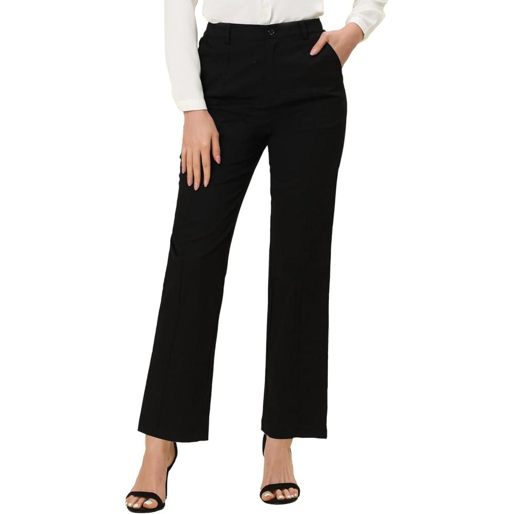 imageAllegra K Office Trousers for Womens High Waist Straight Leg Bootcut Work Pants