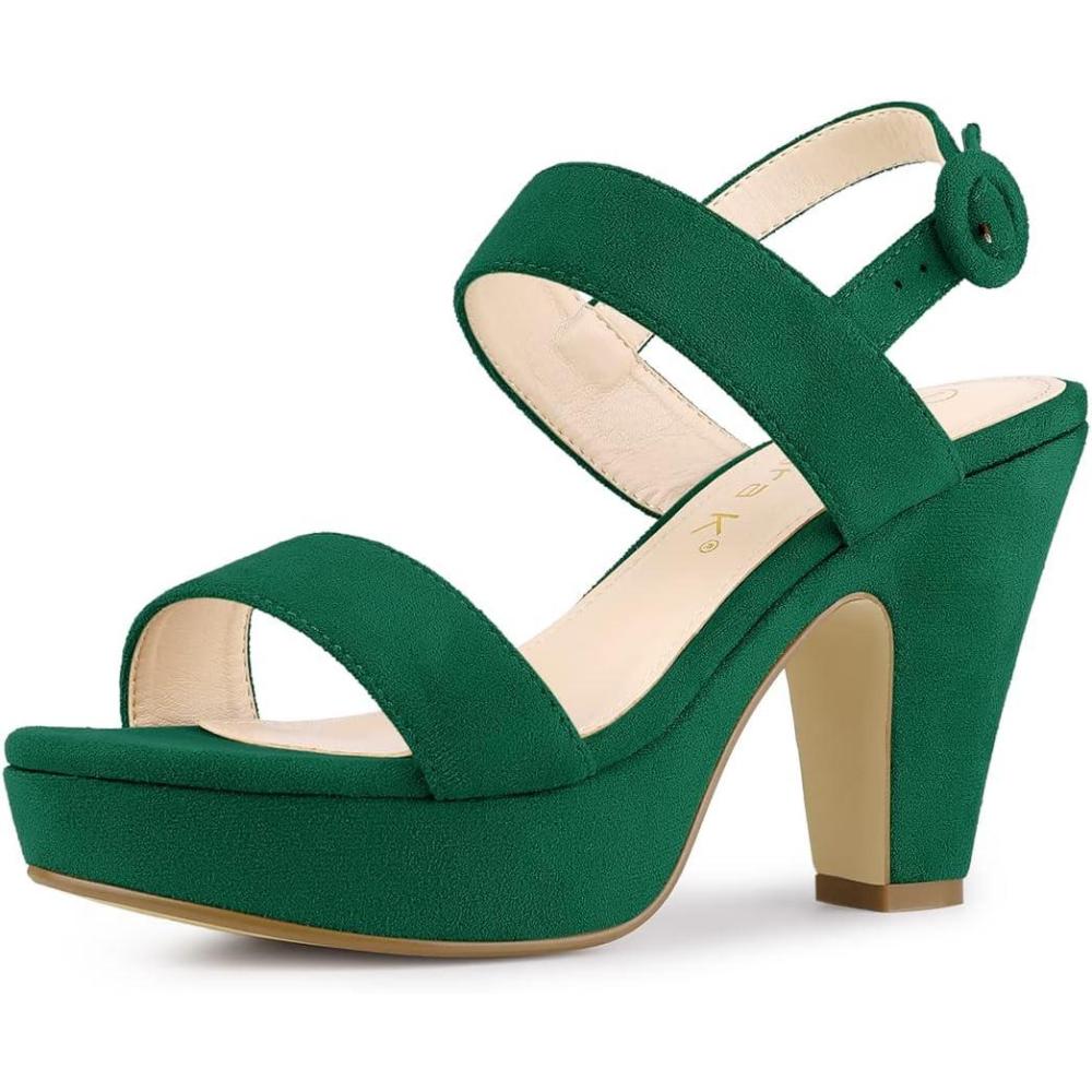 imageAllegra K Womens Slingback Platform Heels Chunky High Heel SandalsGreen