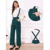 imageAllegra K Casual Office Jumpsuits for Womens Adjustable Straps Wide Leg Suspenders Pants OverallGreen