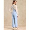 imageAllegra K Casual Office Jumpsuits for Womens Adjustable Straps Wide Leg Suspenders Pants OverallLight Blue