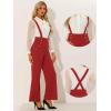 imageAllegra K Casual Office Jumpsuits for Womens Adjustable Straps Wide Leg Suspenders Pants OverallRed
