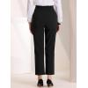imageAllegra K Elegant Business Pants for Womens Elastic Waist Button Decor Straight Leg Work TrousersBlack