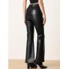 imageAllegra K Faux Leather Casual Pant for Womens High Waist Bell Bottom Flared Long PU TrouserBlack