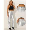 imageAllegra K Faux Leather Casual Pant for Womens High Waist Bell Bottom Flared Long PU TrouserSilver