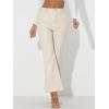 imageAllegra K Faux Leather Casual Pant for Womens High Waist Bell Bottom Flared Long PU TrouserWhite