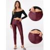 imageAllegra K Faux Leather Pants for Womens High Waist Stretch Slim Fit Motorcycle Legging PantsBurgundy