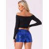 imageAllegra K Sequin Shorts for Women High Waist Party Night Out Concert Outfit Sparkly Mini ShortsBlue