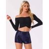 imageAllegra K Sequin Shorts for Women High Waist Party Night Out Concert Outfit Sparkly Mini ShortsDark Blue