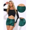 imageAllegra K Sequin Shorts for Women High Waist Party Night Out Concert Outfit Sparkly Mini ShortsDark Green