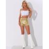 imageAllegra K Sequin Shorts for Women High Waist Party Night Out Concert Outfit Sparkly Mini ShortsGold