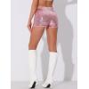 imageAllegra K Sequin Shorts for Women High Waist Party Night Out Concert Outfit Sparkly Mini ShortsPink