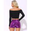 imageAllegra K Sequin Shorts for Women High Waist Party Night Out Concert Outfit Sparkly Mini ShortsPurple1