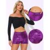 imageAllegra K Sequin Shorts for Women High Waist Party Night Out Concert Outfit Sparkly Mini ShortsPurple1
