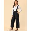 imageAllegra K Womens Ankle Pants High Waist Ruffled Suspender Overalls Office Wide Leg Trousers Medium Black