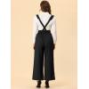 imageAllegra K Womens Ankle Pants High Waist Ruffled Suspender Overalls Office Wide Leg Trousers Medium Black