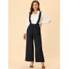 imageAllegra K Womens Ankle Pants High Waist Ruffled Suspender Overalls Office Wide Leg Trousers Medium Black