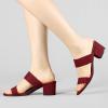 imageAllegra K Womens Block Heel Dual Straps Slide SandalsBurgundy