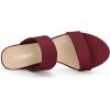 imageAllegra K Womens Block Heel Dual Straps Slide SandalsBurgundy