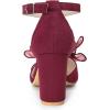 imageAllegra K Womens Bow Heels Closed Toe Chunky Heel Pumps SandalsBurgundy