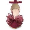 imageAllegra K Womens Bow Heels Closed Toe Chunky Heel Pumps SandalsBurgundy