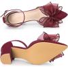 imageAllegra K Womens Bow Heels Closed Toe Chunky Heel Pumps SandalsBurgundy