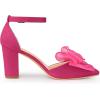 imageAllegra K Womens Bow Heels Closed Toe Chunky Heel Pumps SandalsHot Pink