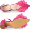imageAllegra K Womens Bow Heels Closed Toe Chunky Heel Pumps SandalsHot Pink