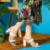 imageAllegra K Womens Braided Heeled Slip on Chunky Heel Slide SandalsWhite