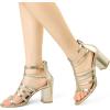 imageAllegra K Womens Cage Strappy Gladiators Chunky Heels SandalsGold