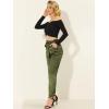 imageAllegra K Womens Casual High Waisted Ankle Length Bow Tie Waist Satin Pants with Pocket