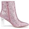 imageAllegra K Womens Clear Block Heel Glitter Ankle BootsPink