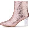 imageAllegra K Womens Clear Block Heel Glitter Ankle BootsRose Gold