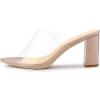 imageAllegra K Womens Clear Chunky Heel Slides Sandals MulesNude