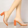 imageAllegra K Womens Clear Chunky Heel Slides Sandals MulesOrange
