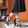 imageAllegra K Womens Crisscross Ankle Strap Chunky Heel SandalsBlack