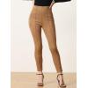 imageAllegra K Womens Faux Suede Leggings High Waisted Stretch Casual Faux Leather Pants for WomenBrown