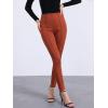imageAllegra K Womens Faux Suede Leggings High Waisted Stretch Casual Faux Leather Pants for WomenBrown Red
