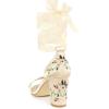 imageAllegra K Womens Floral Heels Satin Lace Up Chunky Heel SandalsChampagne